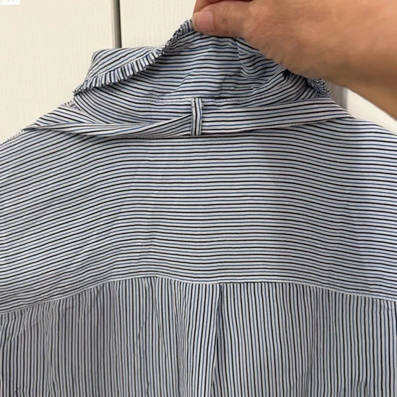 J. Crew Blue/White Striped Tie Neck Blouse Size XS - Picture 7 of 8